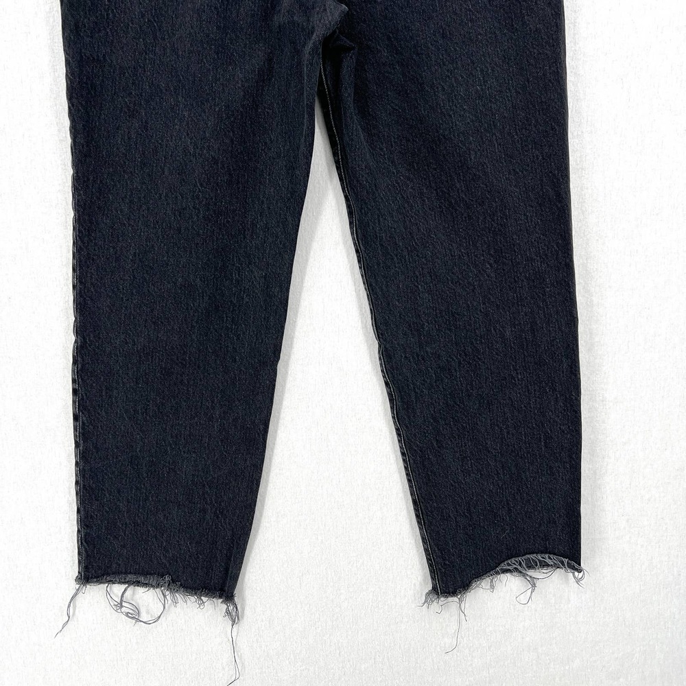ABERCROMBIE & FITCH Mom Jeans Womens 27 4 Black High Rise Paperbag Tapered Raw - Picture 7 of 14